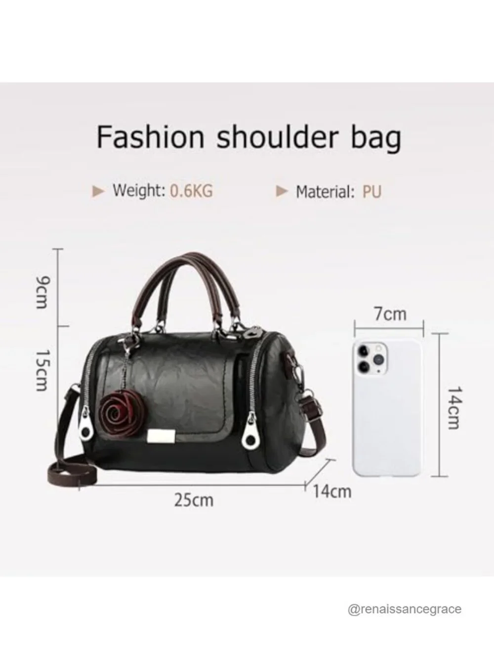 Retro Tote Handbag Women Shoulder Crossbody Bag with Vintage Floral Charm PU